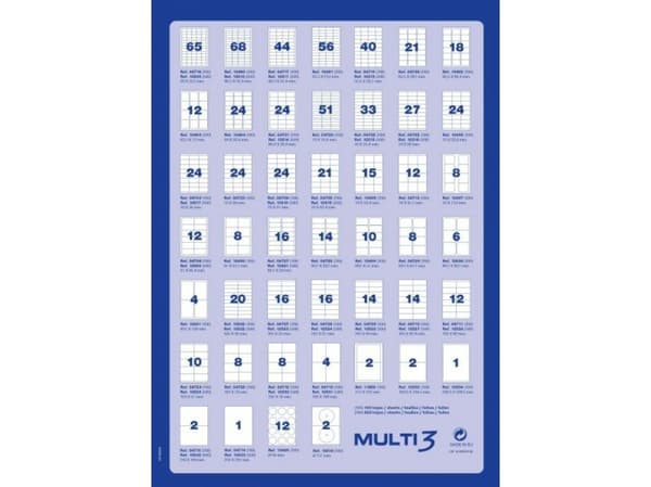 MULTI 3 universaletiketter MULTI 3,70x36 mm rektangulära vita 100 ark