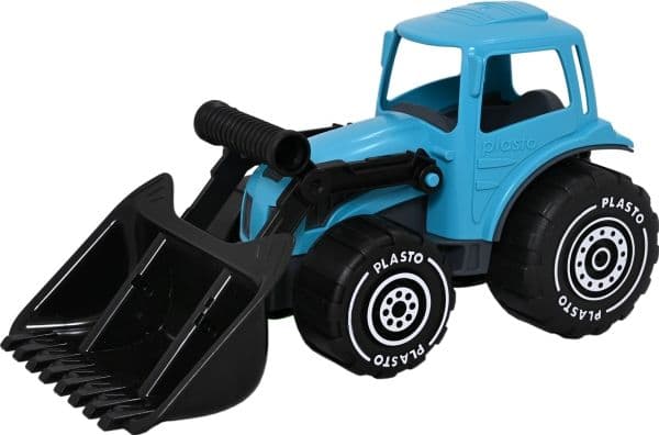 PLASTO Tractor with frontloader. Turquoise. 32 cm