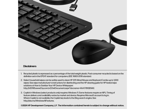 225 Wired Mouse and Keyboard Combo (AX2Y7AA) - AZERTY BE