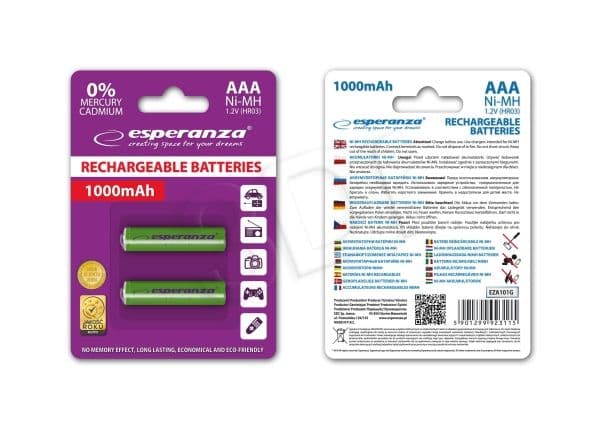 Esperanza AAA/R03 1000mAh batterier 2 stk.