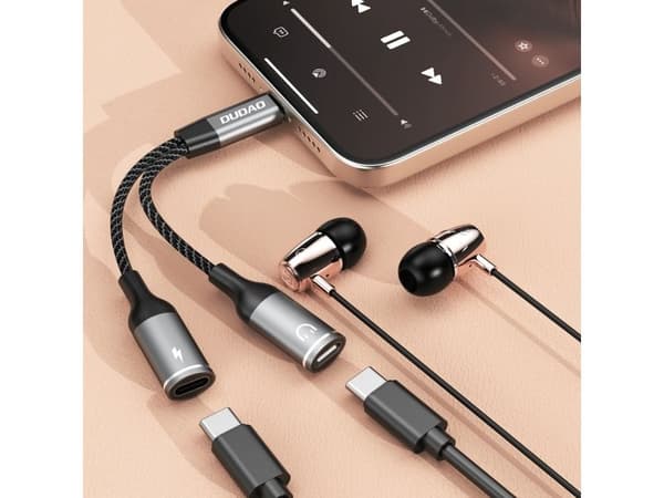Dudao USB-adapter Dudao L13C+ 2-i-1 USB-C-adapter - grå