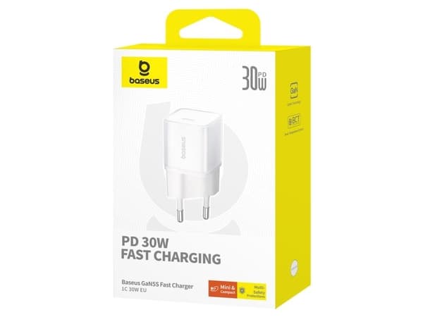 Baseus GaN5S 30W EU USB-C Wall Charger - White