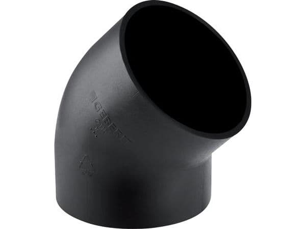 Geberit PEH mutka 45 astetta 160 mm musta