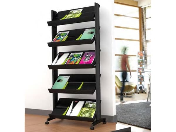 Brochurestativ paperflow easydisplays, bred hylde, sort