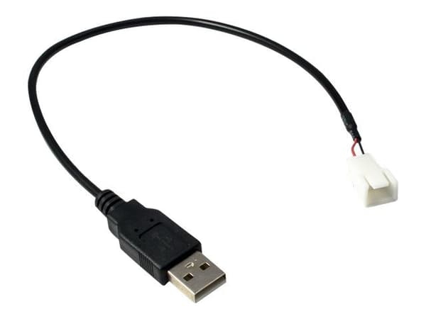Inter-Tech - Viftestrømkabel - USB (kun strøm) (hann) til 3-pins viftekontakt (hann) - 30 cm
