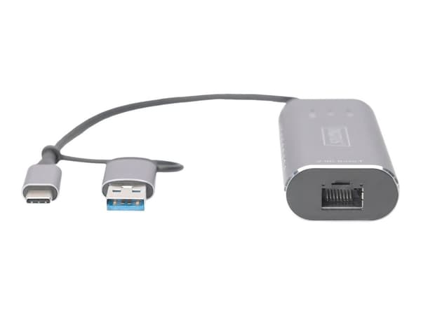DIGITUS DN-3028 - Nettverksadapter - USB-C / USB-A - 2.5GBase-T - grå