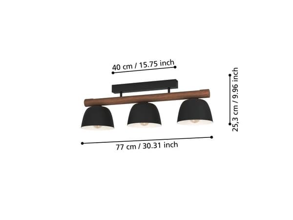 EGLO SHERBURN CEILING 3L E27 SVART/TRE FSC
