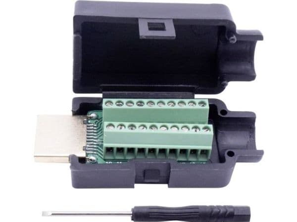 Tru Components HDMI-plugg, vertikal montering, poltall: 20 svart, 1 stk