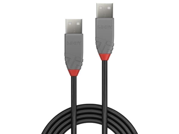 Lindy 36692, 1 m, USB A, USB A, USB 2.0, 480 Mbit/s, Sort, Grå