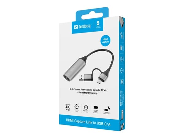 Sandberg HDMI Capture Link to USB-C/A