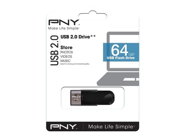 PNY Attaché 4 - USB-flashstasjon - 64 GB - USB 2.0