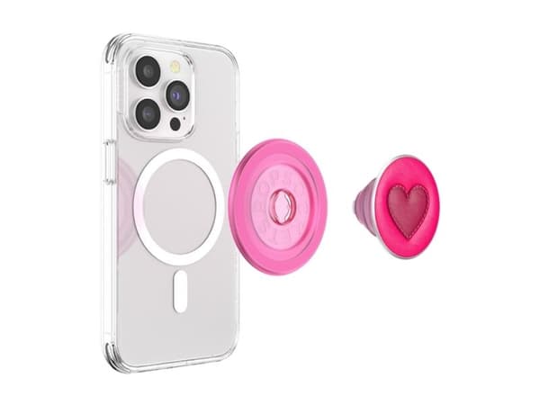 PopSockets Popsockets Crystal Heart MagSafe grep + stativ til telefon rosa