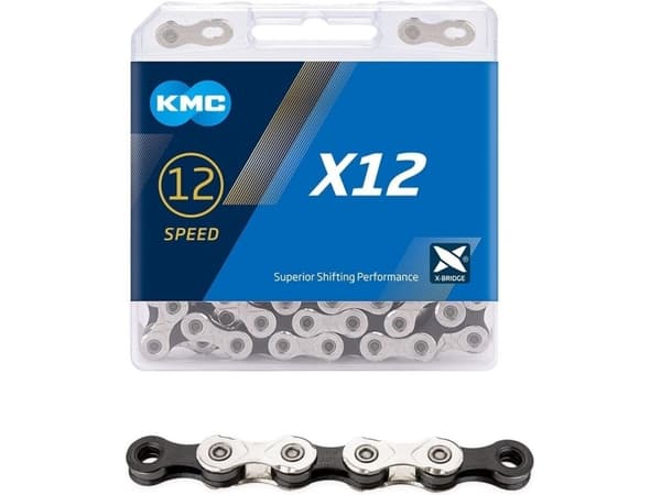 Kjede KMC X12 Sølv/Sort 12-trinns 126-lenker