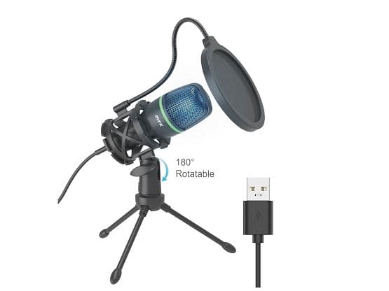 *MTK støyreduserende mikrofon med stativ og LED-lys med USB 2.0-kabel