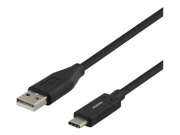 DELTACO - USB-kabel - USB (hann) til USB-C (hann) - USB 2.0 - 25 cm - svart