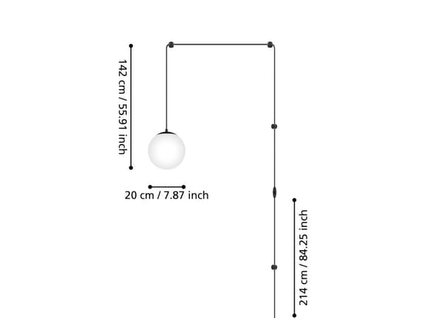 EGLO RONDO 3 RIIPUS E27 MUSTA/OPAL