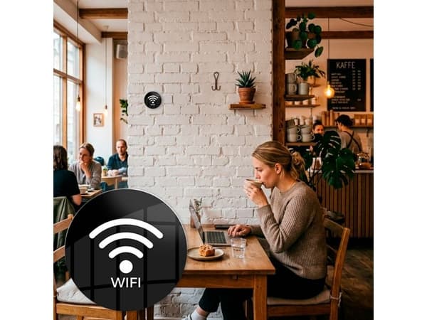 Skilt WIFI-IKON Ø10 cm, aluminium, sort