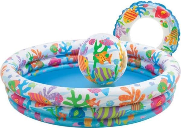 INTEX Pineapple Splash Pool Set Ring & Ball, 248L,132X28 Cm.