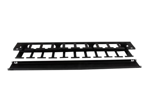 Startech 1U Horizontal Finger Duct Rack Cable Management Panel with Cover - Server Rack Cable Duct - Rack Cable Organizer / Manager (CMDUCT1UX) - R...