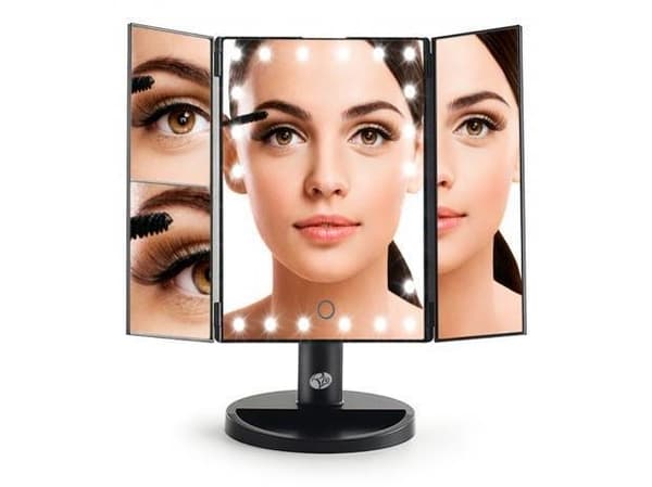 Makeup Mirror with 24 LEDs Dimmable 3-Way Optics 2x and 3x Magnification