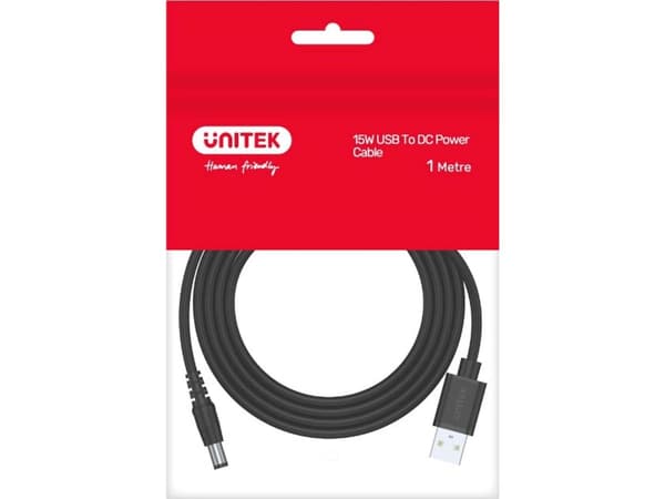 Unitek USB-strømkabel - DC 3,5/1,35 mm plugg