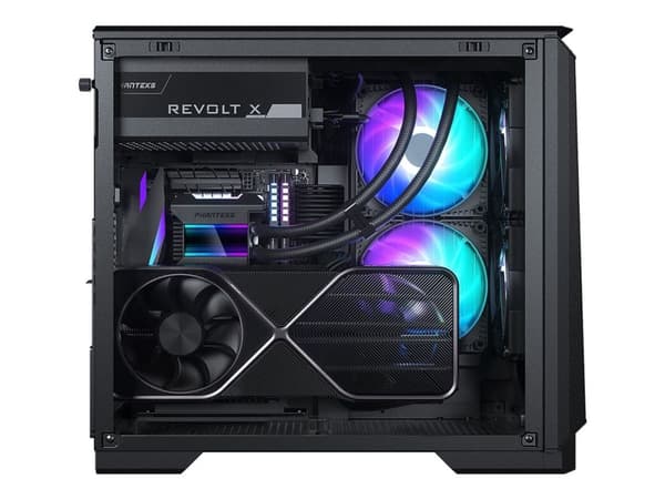 Phanteks Eclipse P200A - Mini-ITX-tårn - mini ITX - sidepanel med vindue (hærdet glas) - ingen strømforsyning - sort - USB/Lyd