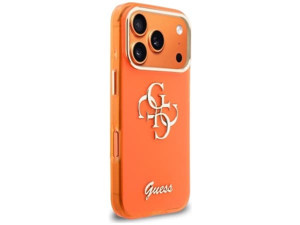 Guess IML 4G Script metall-skal för iPhone 17 Pro - Orange