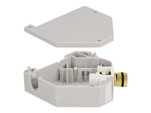 Delock - DIN-skinnemonteringsadapter for keystone-jakk - Binding Post - grå, hvit