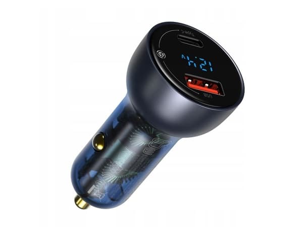 Baseus Particular 65W bil-laddare USB-A USB-C QC PPS med digital display - mörkgrå