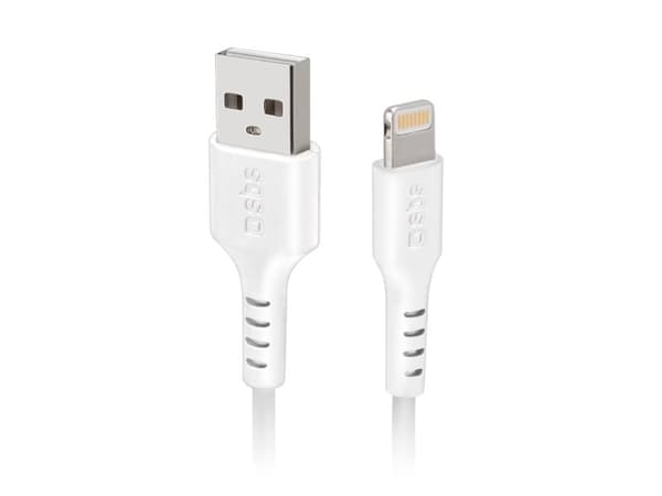 SBS TECABLEUSBIP5289W, 2 m, Lightning, USB A, Hankjønn, Hankjønn, Hvit