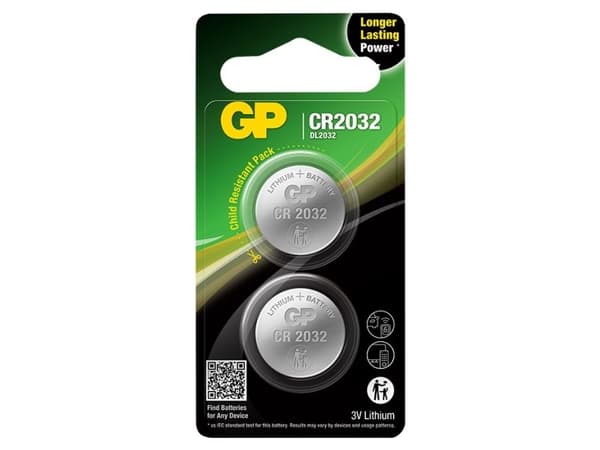 GP knapcelle, Lithium, CR2032, 2-pak