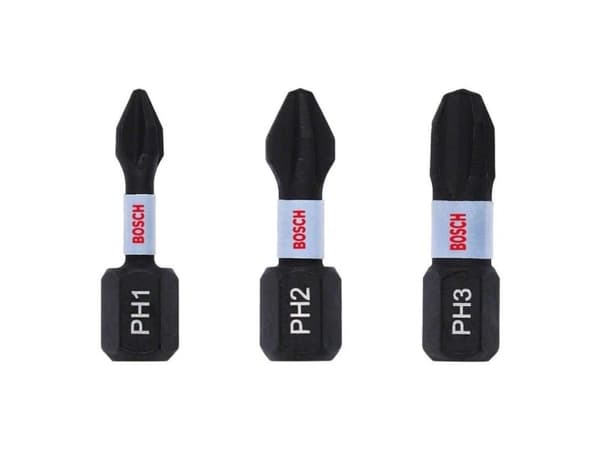 Bosch bitsett Impact Control 3 deler 25 mm PH1/PH2/PH3