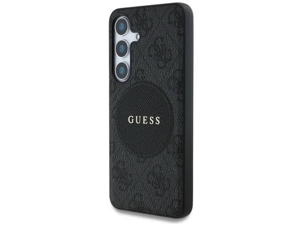 Guess 4G rund patch klassisk logo MagSafe-deksel til Samsung Galaxy S25 Plus sort