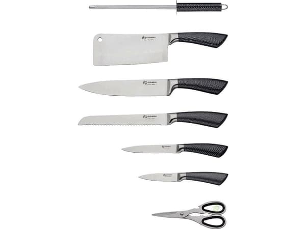 Elitehoff Keittiöveitset lohkossa Elitehoff E 6262 teräs + veitsiteline harmaa