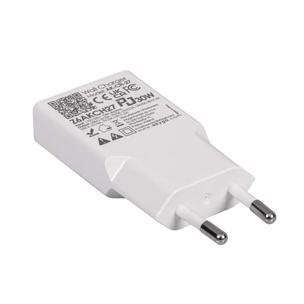 Akyga USB-laddare 30 W USB-C®, USB-A Vit, Automatisk, Växelström, Vit