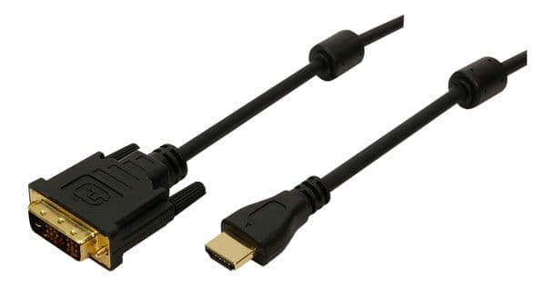 LogiLink 2m HDMI/DVI-D, 2 m, DVI-D, HDMI, Gull, Sort, Hankjønn/hunkjønn