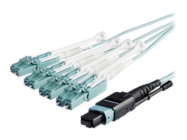 StarTech.com MTP to LC Breakout Cable - 30 ft / 10m - OM3 Multimode - 40Gb - Pull Tab - Plenum - MPO / MTP Connector - Fiber Optic Cable (MPO8LCPL1...