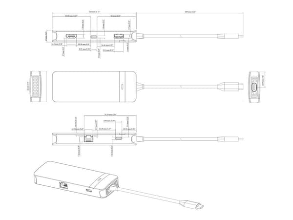 Vision TC-USBCHUB5P - Telakointiasema - USB-C - HDMI, USB-C - 1GbE