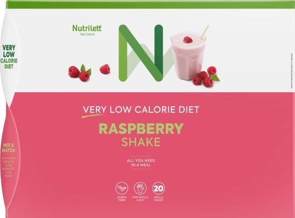 Nutrilett VLCD bringebærshake, måltidserstatning, 35 g, 20-pk