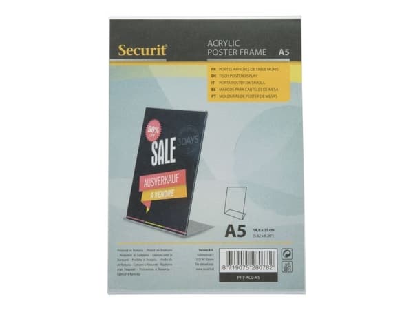 Securit® L-formet A5 display ramme i akryl