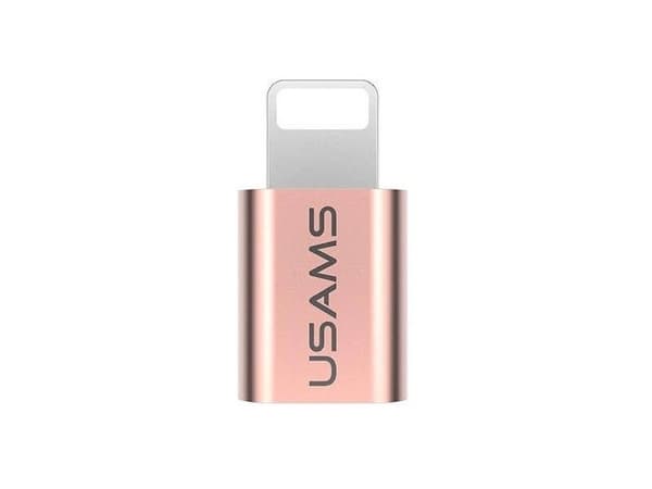 USB-adapter Usams Adapter US-SJ014 microUSB - Lightning, rosa/gull -IPTMIC02