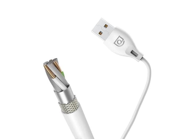 USB-A til MicroUSB-kabel L4M 2.4A 1 m hvit