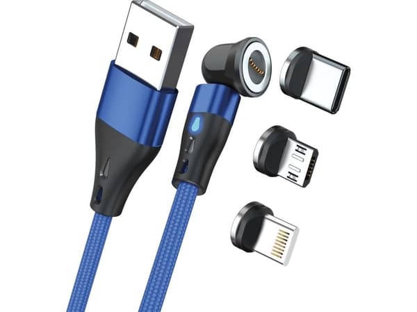 RealPower MagneticCharge3, 1 m, USB A, Blå