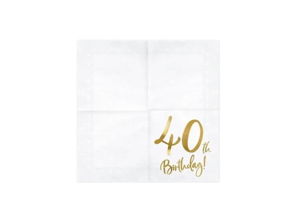 Servietter 40th birthday, guld