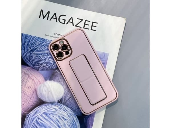 Nytt Kickstand-deksel til iPhone 12 Pro med stativ, rosa