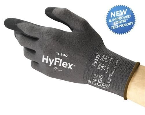 Kokoonpanokäsine HyFlex 11-840 musta/harmaa 6