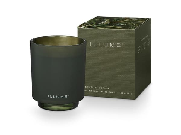 ILLUME Balsam & Cedar Box glasljus, grön
