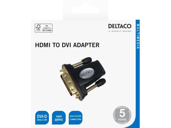 Deltaco 100024 HDMI-kaapeli HDMI Type A (Standard) DVI-D Musta