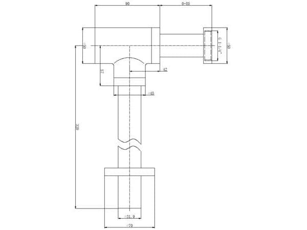 BLUE LABEL Krom designvandlås, lav model 1 1/4" X 32 mm