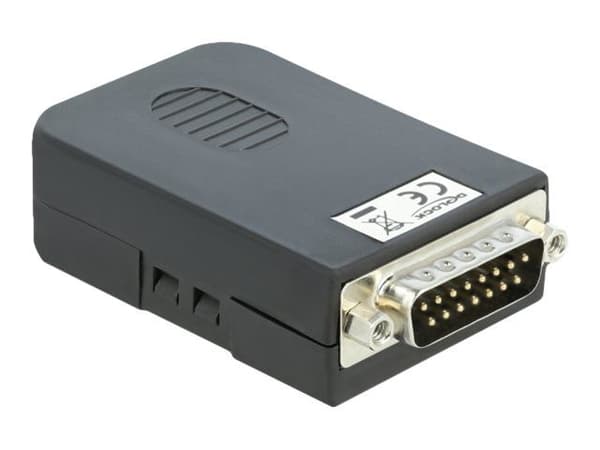 DeLOCK 66568, serial Sub-D15, 16 pin terminal block, Musta
